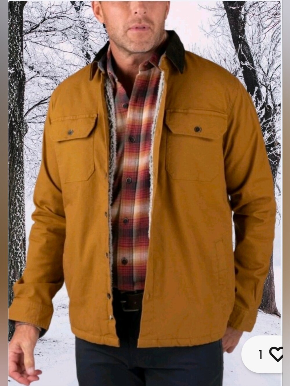 Tailor Vintage Stretch Canvas Shirt Jacket Sherpa Utility Chore Men's Medium